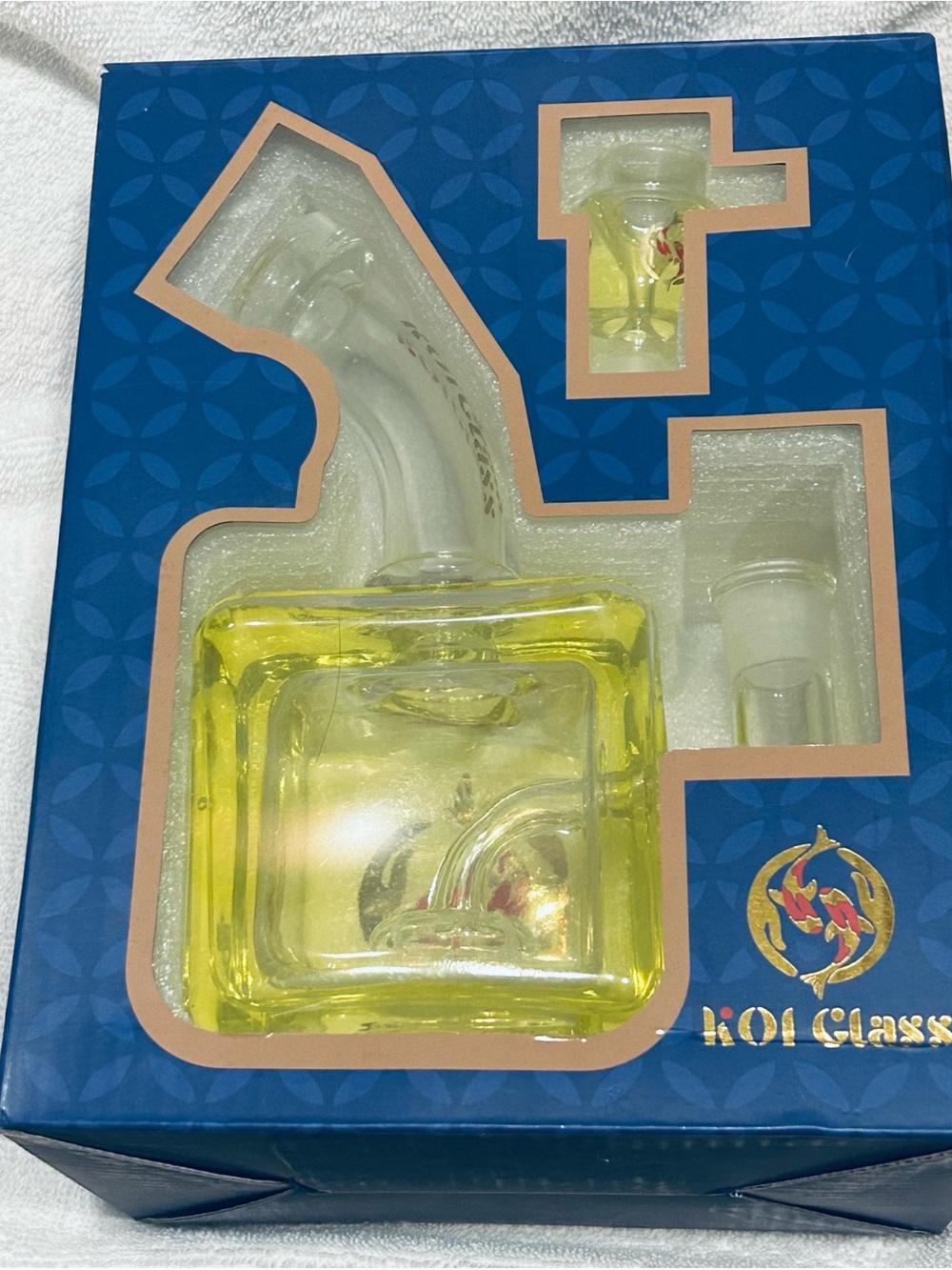 KOI Glass Yellow Square Glycerin Freezable Water Piece